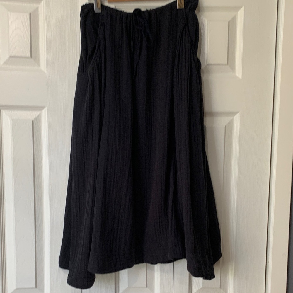 Free People Navy Blue Aline Full Midi Cotton Skirt Size XS